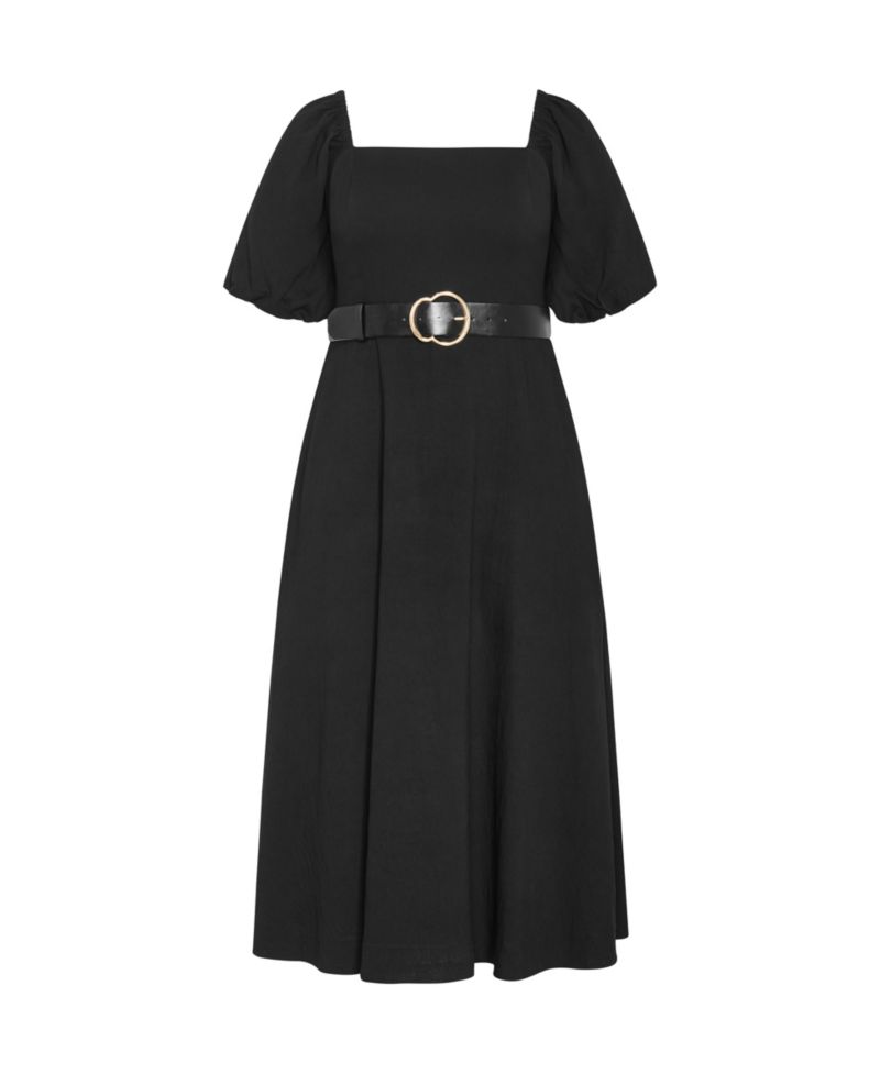 Women's Collins Puff Sleeve Belted Maxi Dress
