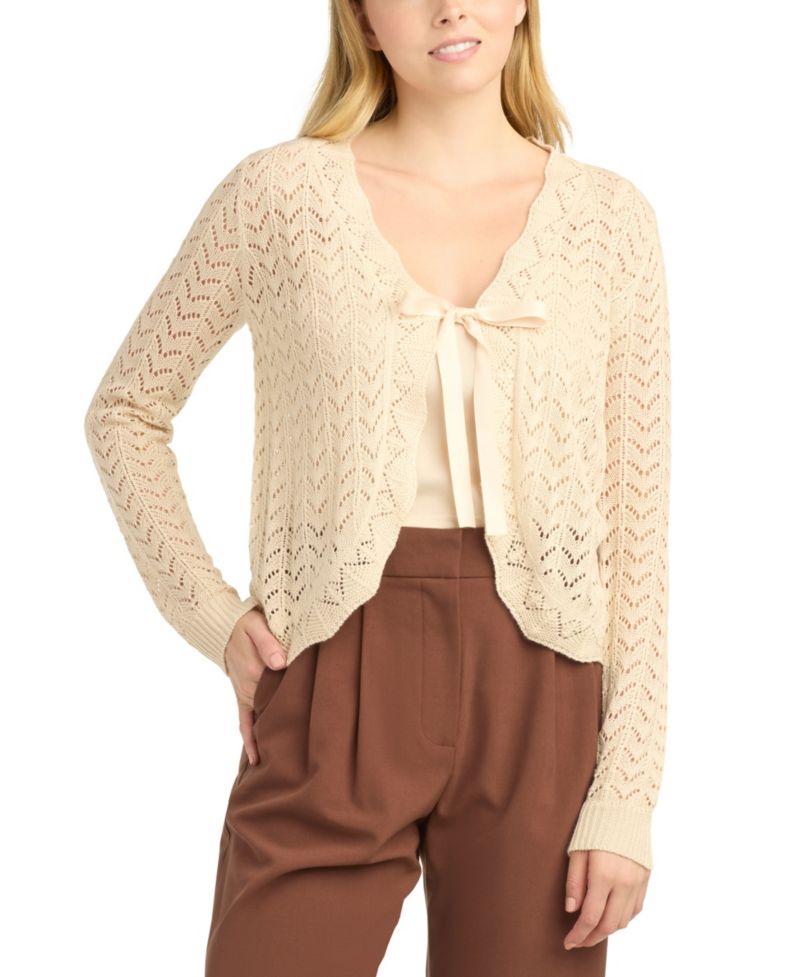 Juniors' Tie-Front Bolero Sweater