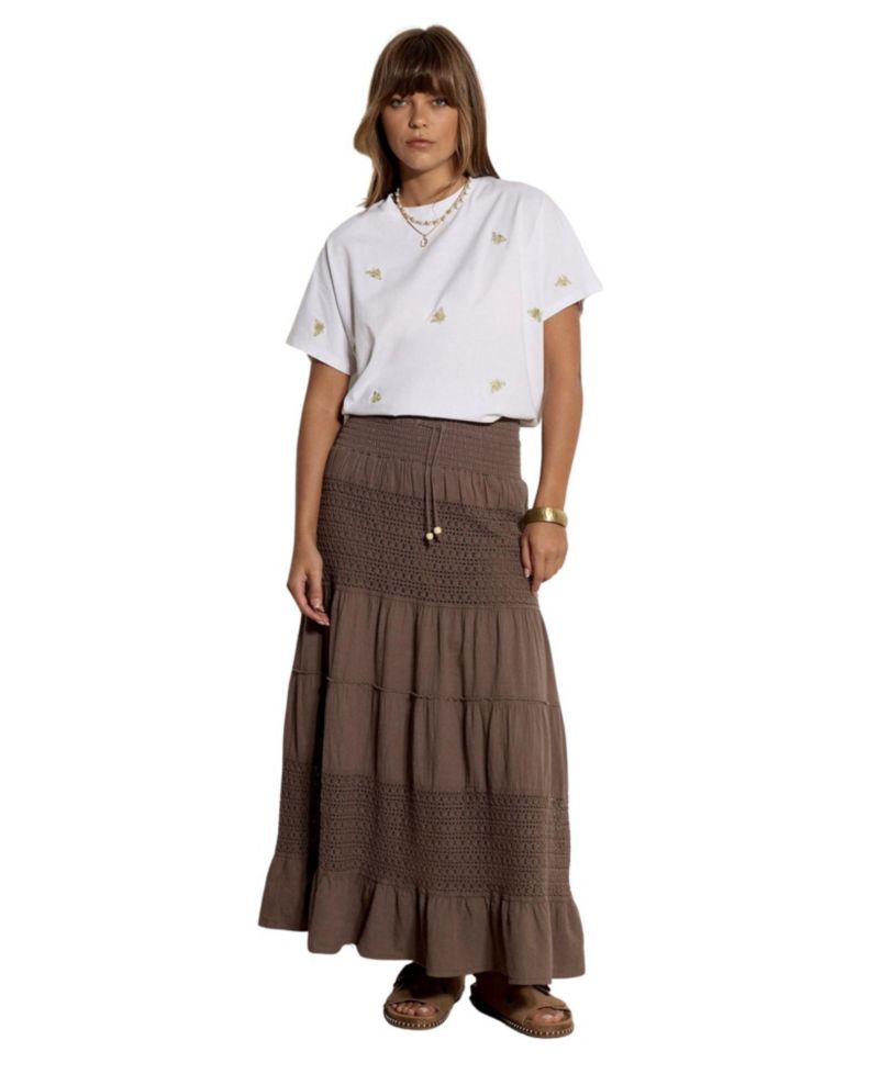 Women's Tiered Crochet Maxi Skirt