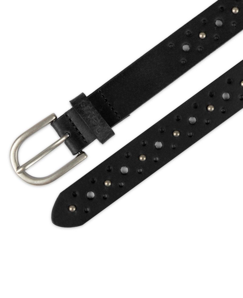 Women's Fully Adjustable Perforated and Studded Leather Jean Belt