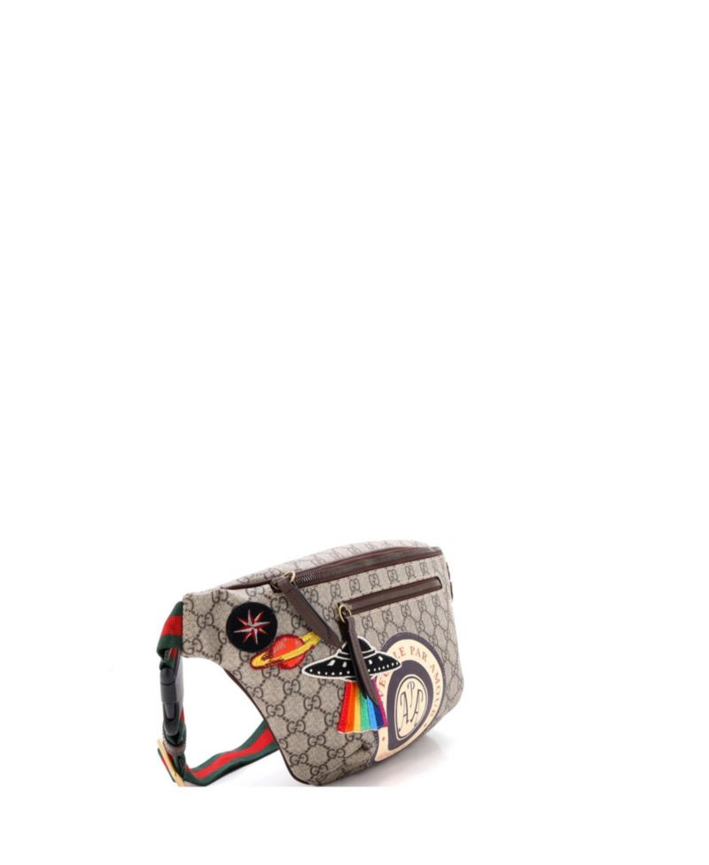 Courrier Zip Belt Bag GG Coated Canvas with Applique