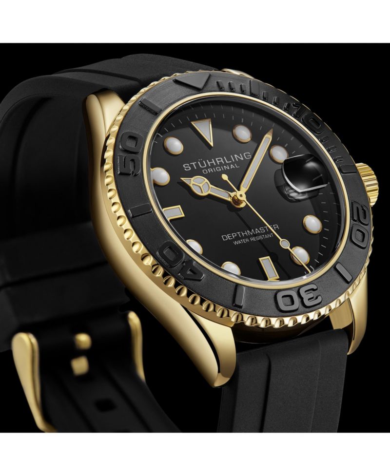 Depth master 4072 Men s Quartz Diver Watch, Silicone Strap, Date, Water Resistant