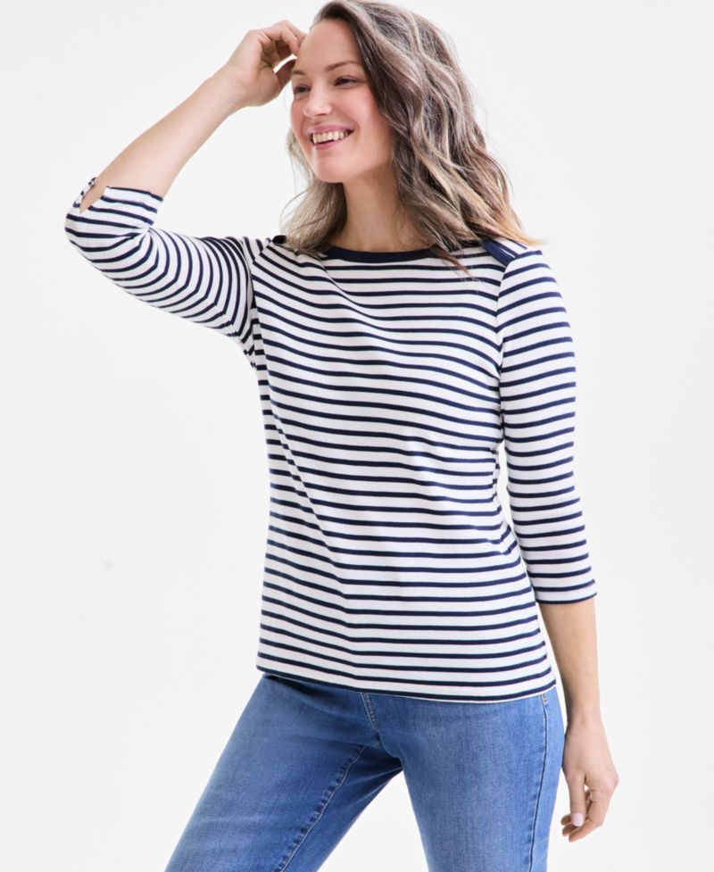 Women's Printed Pima Cotton 3/4-Sleeve Top