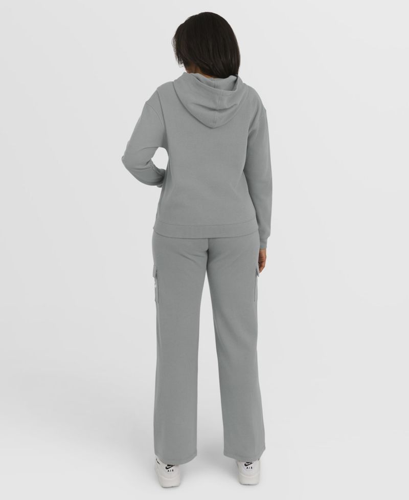 Women's Gray New York Yankees Waffle-Knit Long-Sleeve Hoodie & Lounge Pant Set