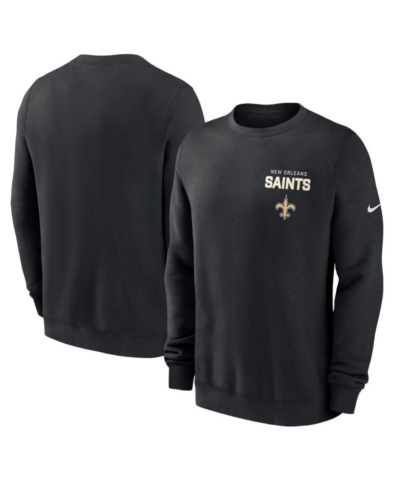 Men's Black New Orleans Saints Primetime Club Fleece Pullover Sweatshirt