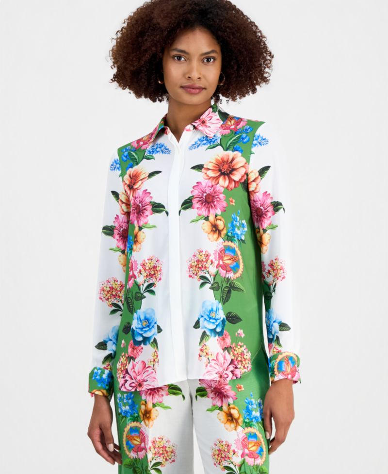 Women's Printed Long-Sleeve Blouse