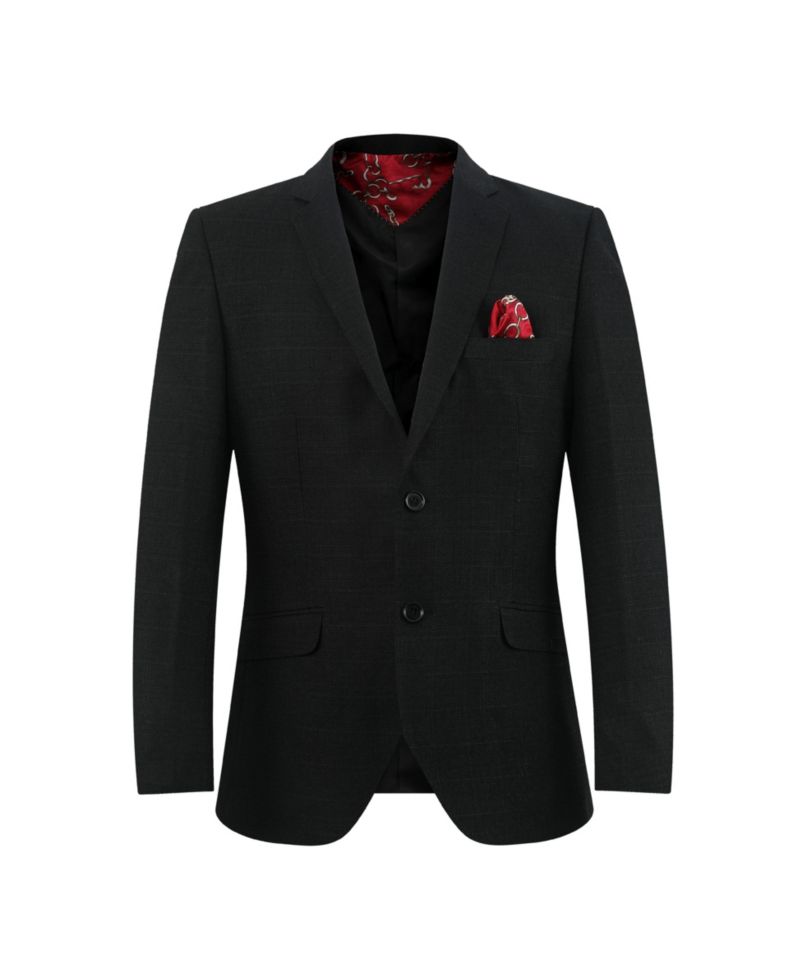 Boys Black Slim Fit Melange Jacket