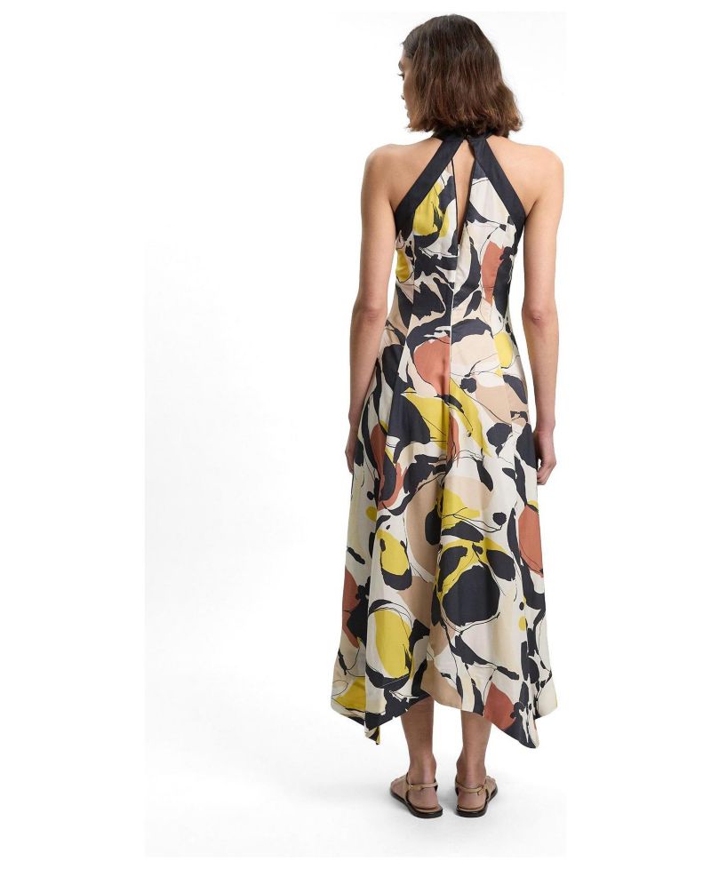 Women's Abstract Print Halter Maxi Dress