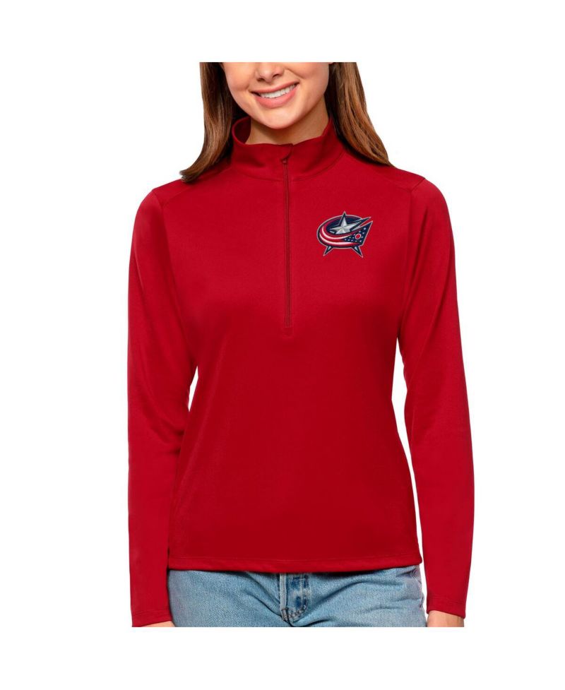 Women's Red Columbus Blue Jackets Tribute Quarter-Zip Pullover Top