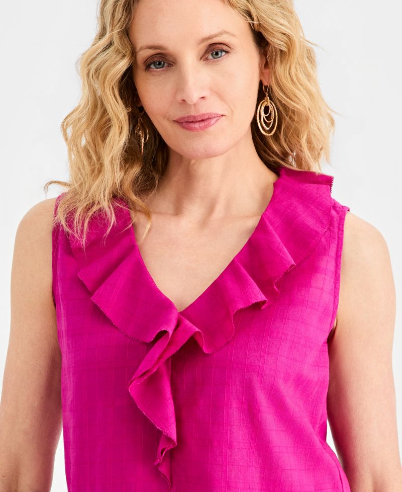Petite Cotton Sleeveless V-Neck Top