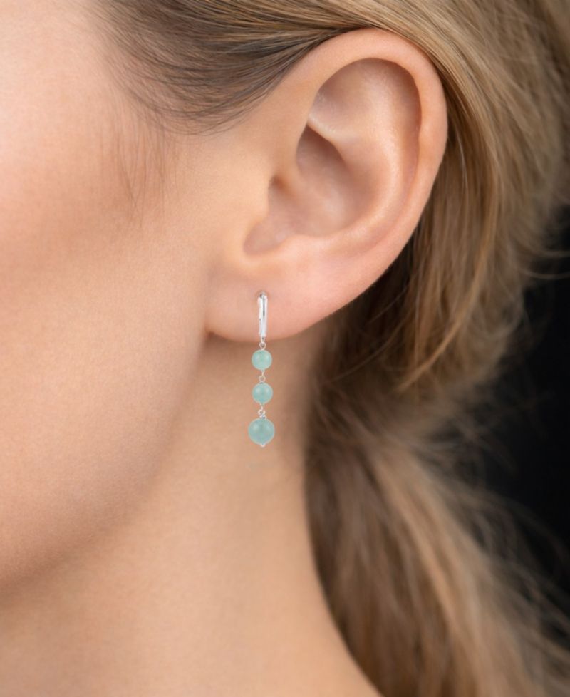 Green Jade Earrings in Sterling Silver