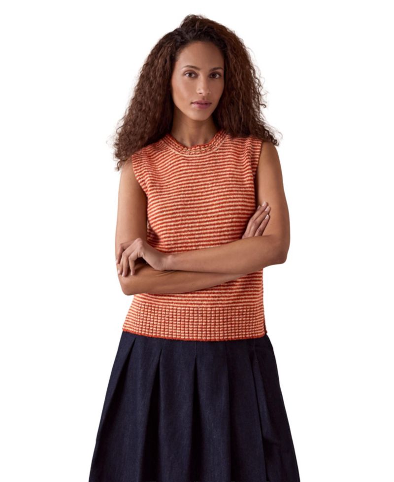 Women's Donegal Sleeveless Microstripe Crewneck Sweater