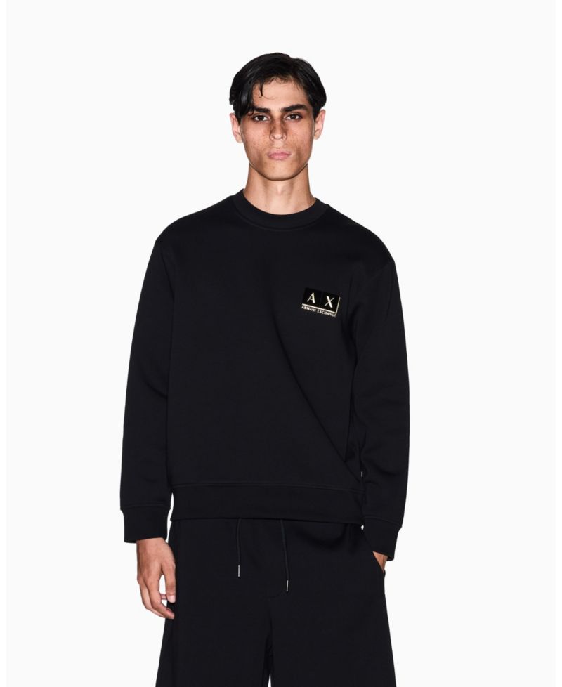 Men's Gold Logo Center Chest Graphic Crewneck Sweatshirt