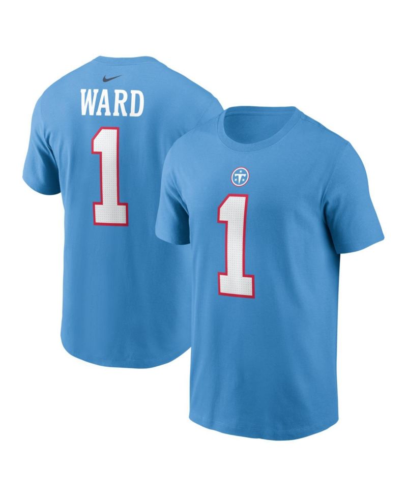 Men's Cameron Ward Light Blue Tennessee Titans Team Name and Number T-Shirt
