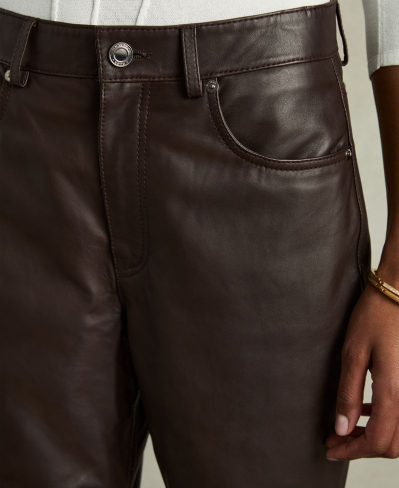 Women's Verona Leather Slim-Leg Pants