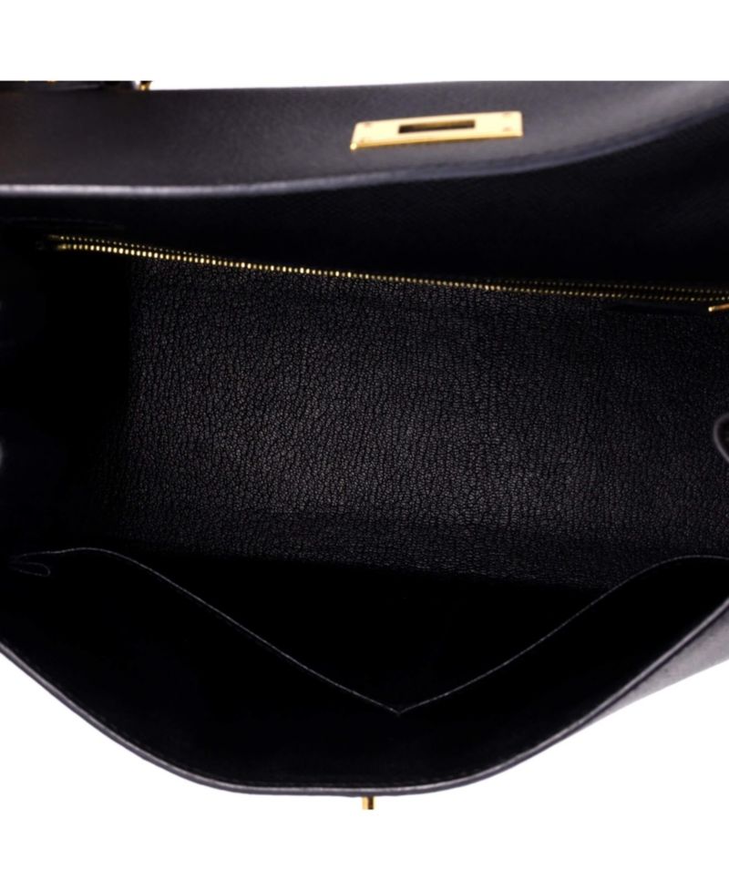 Kelly 28 Handbag Black Epsom with Gold Hardware