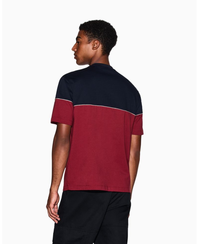 Men's Color Block Embroidered Center Logo T-Shirt