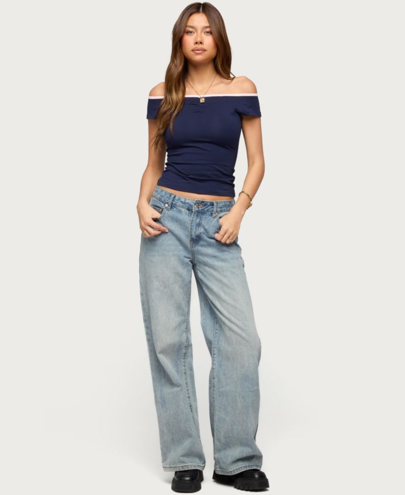 Women's Dellah Contrast Off Shoulder Top