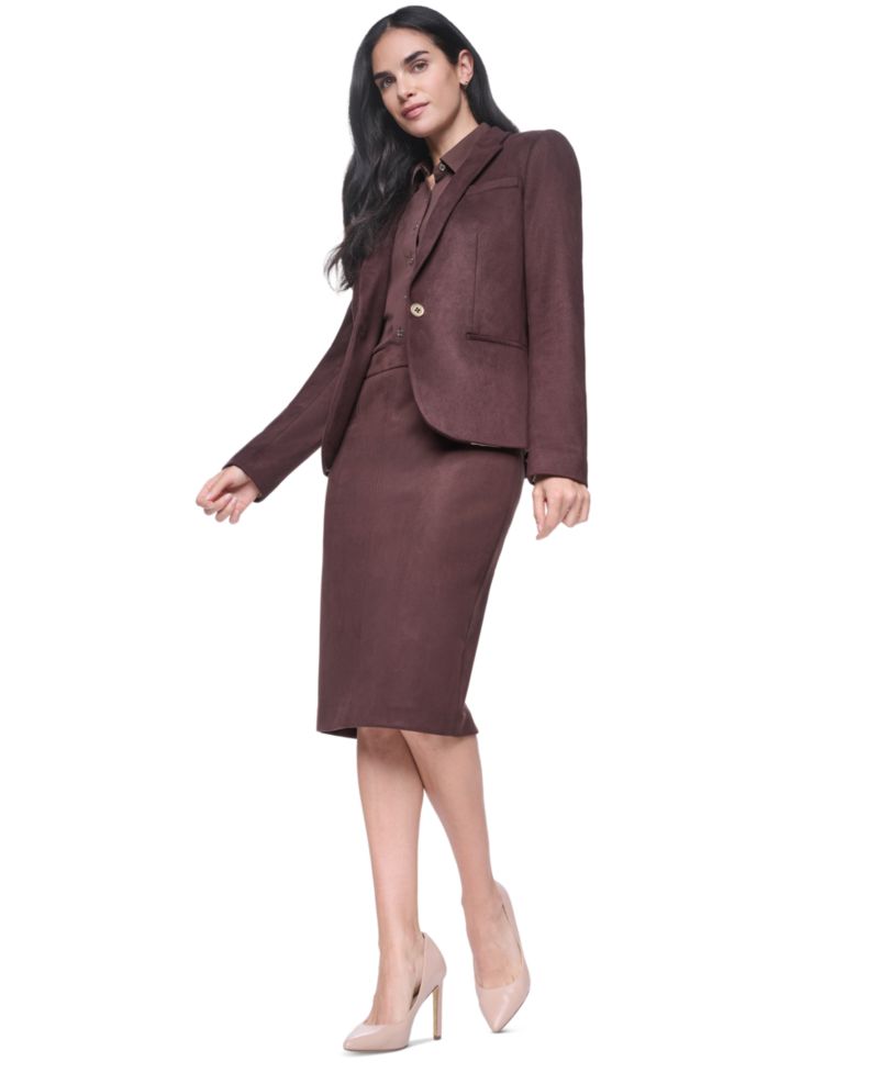 Women's Short One-Button Faux Suede Blazer