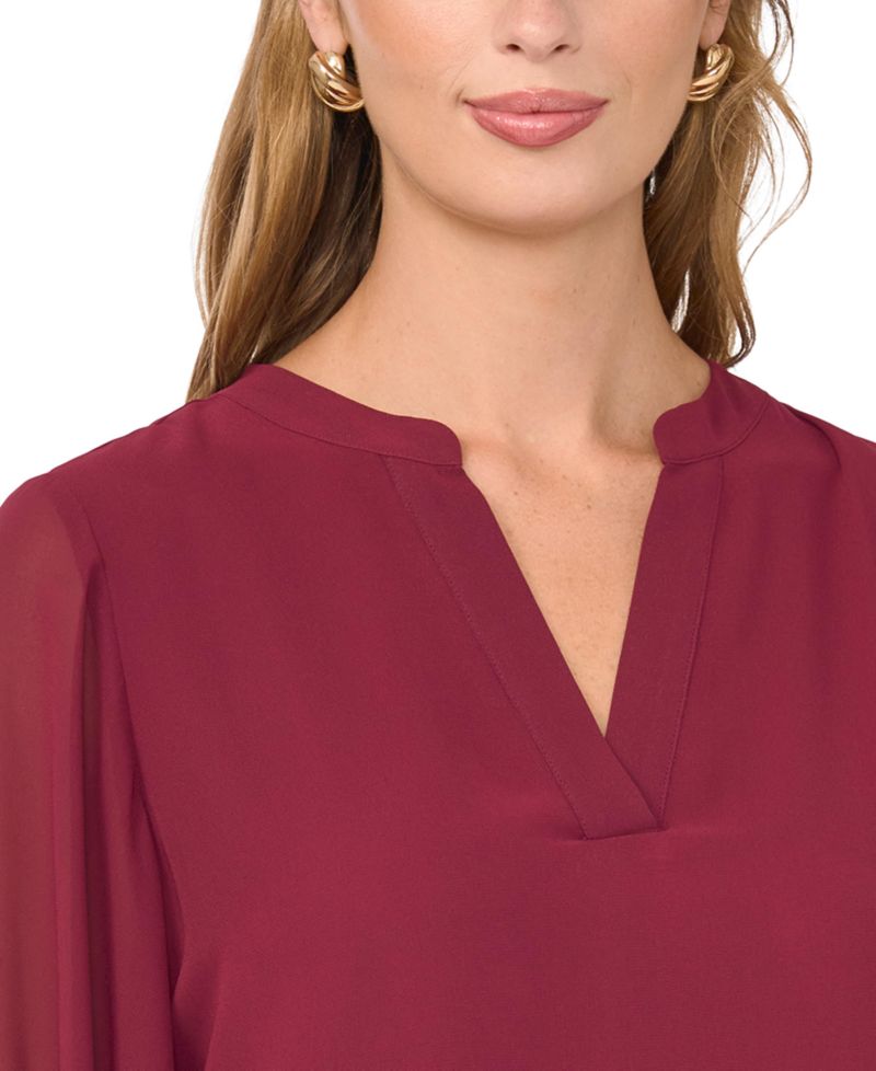 Women's Split-Neck Long-Sleeve Top