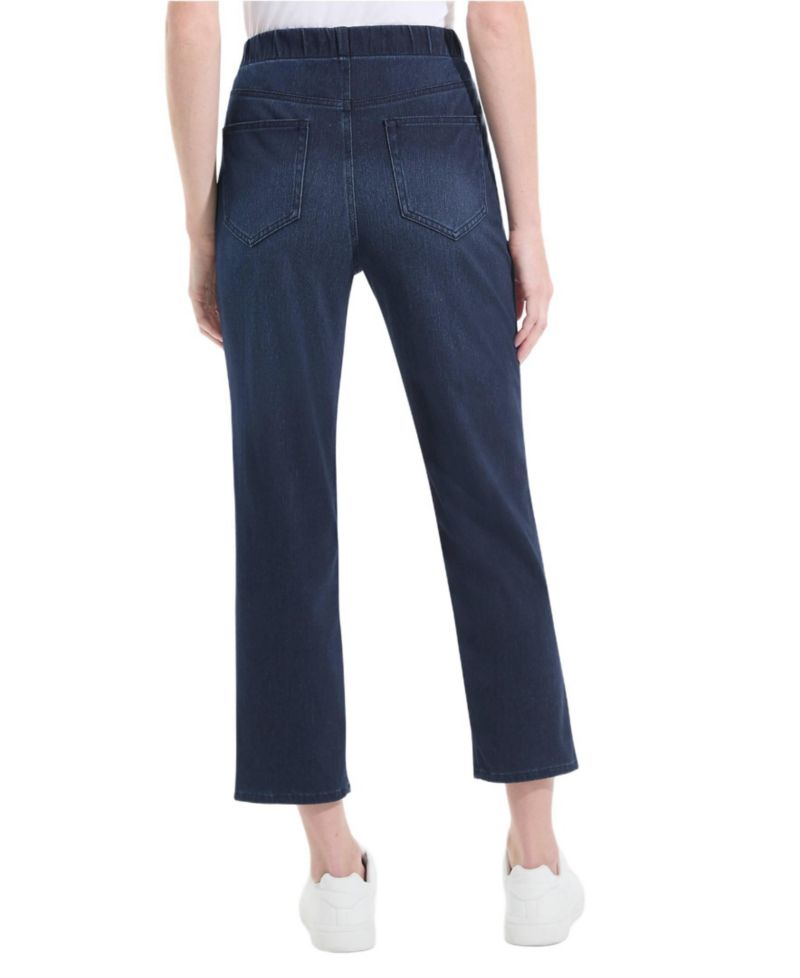 Women's Petite Starfish High Rise Knit Denim Straight Crop Jeans