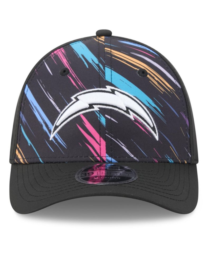 Men's Black Los Angeles Chargers 2026 NFL Cruical Catch 39THIRTY M-Crown Stretch Hat