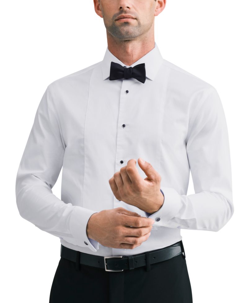 Men's CK Occasion Spread Collar French Cuff Stretch Dress Shirt