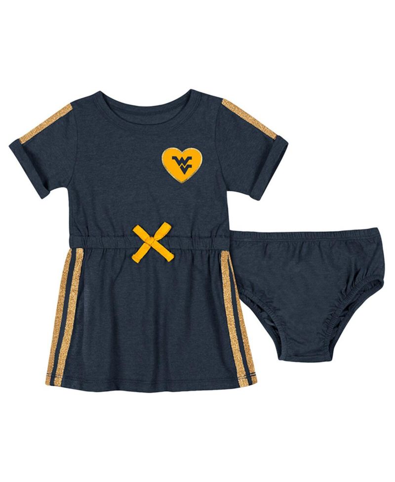 Girls Baby Boys and Girls Navy West Virginia Mountaineers Xur Dress and Bloomer Set