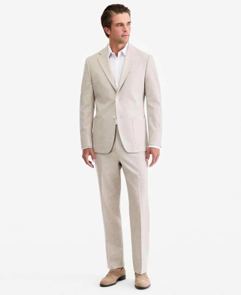 Men's Classic-Fit Tan Texture Suit Separate Pants