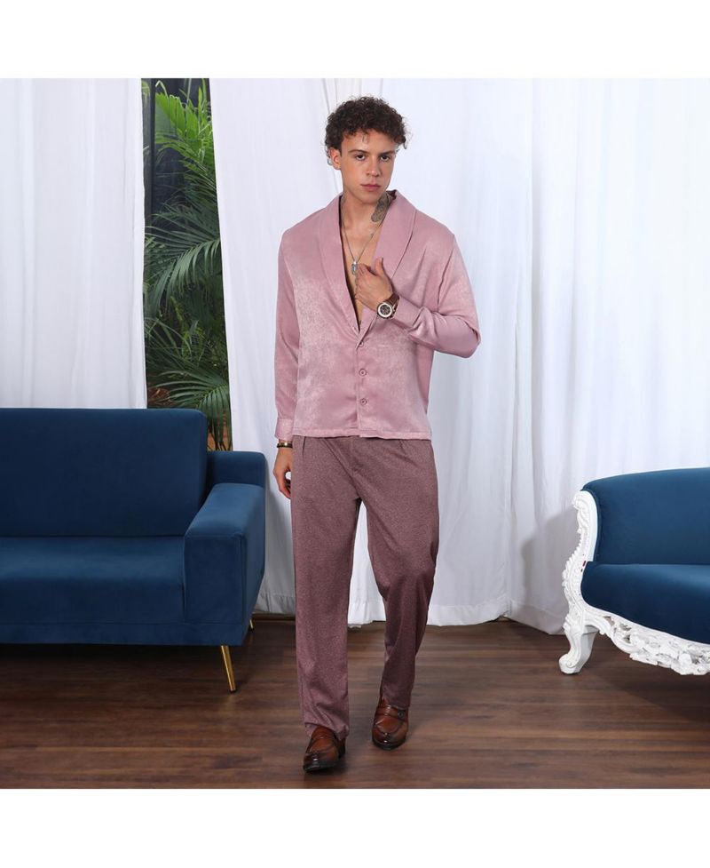 Men's Flamingo Pink Shawl Collar Shirt