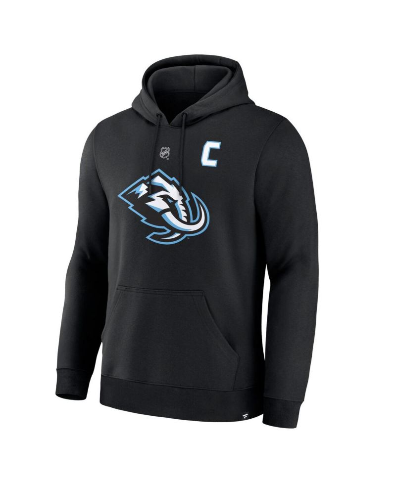 Men's Clayton Keller Black Utah Mammoth Authentic Stack Name & Number Hoodie
