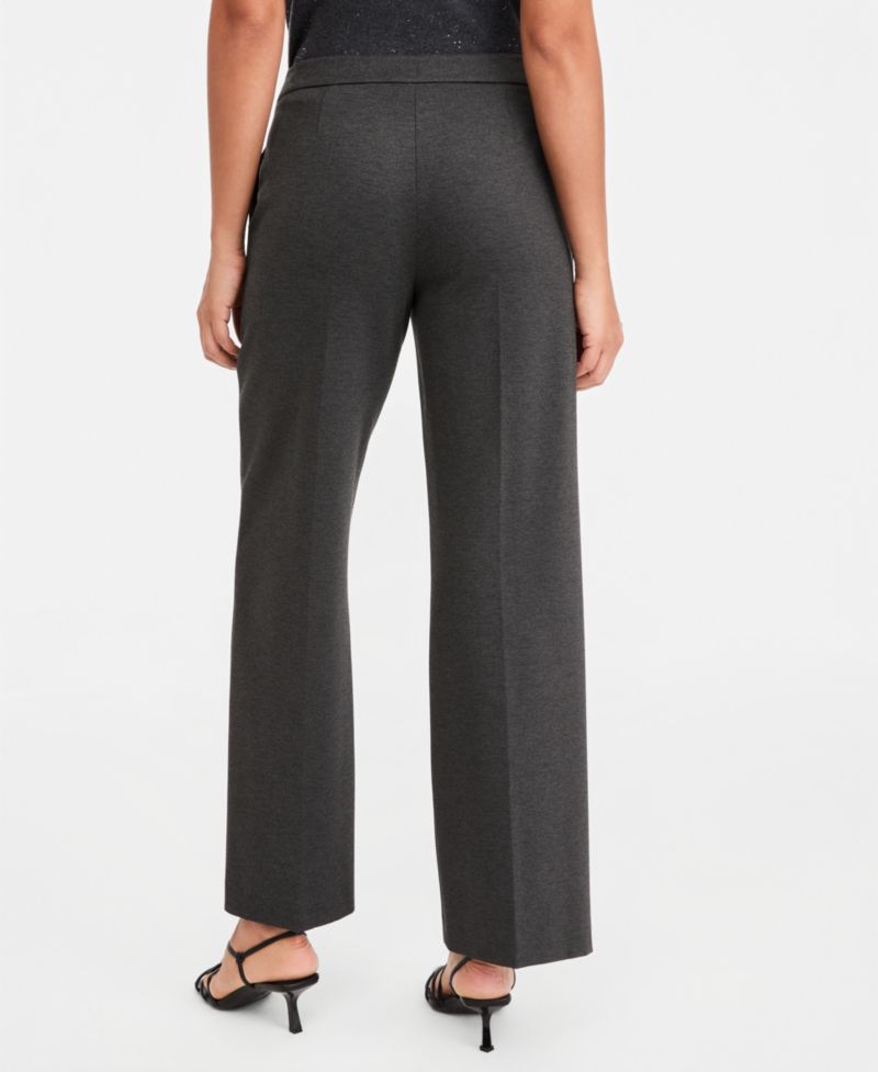 Women's Emmpalace High-Waist Straight Milan-Stitch Stretch Jersey Pants