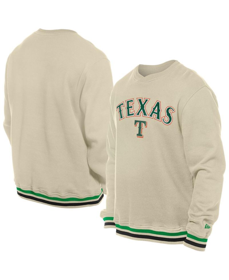Men's Cream Texas Rangers St. Patrick's Day Twill Pullover Sweatshirt