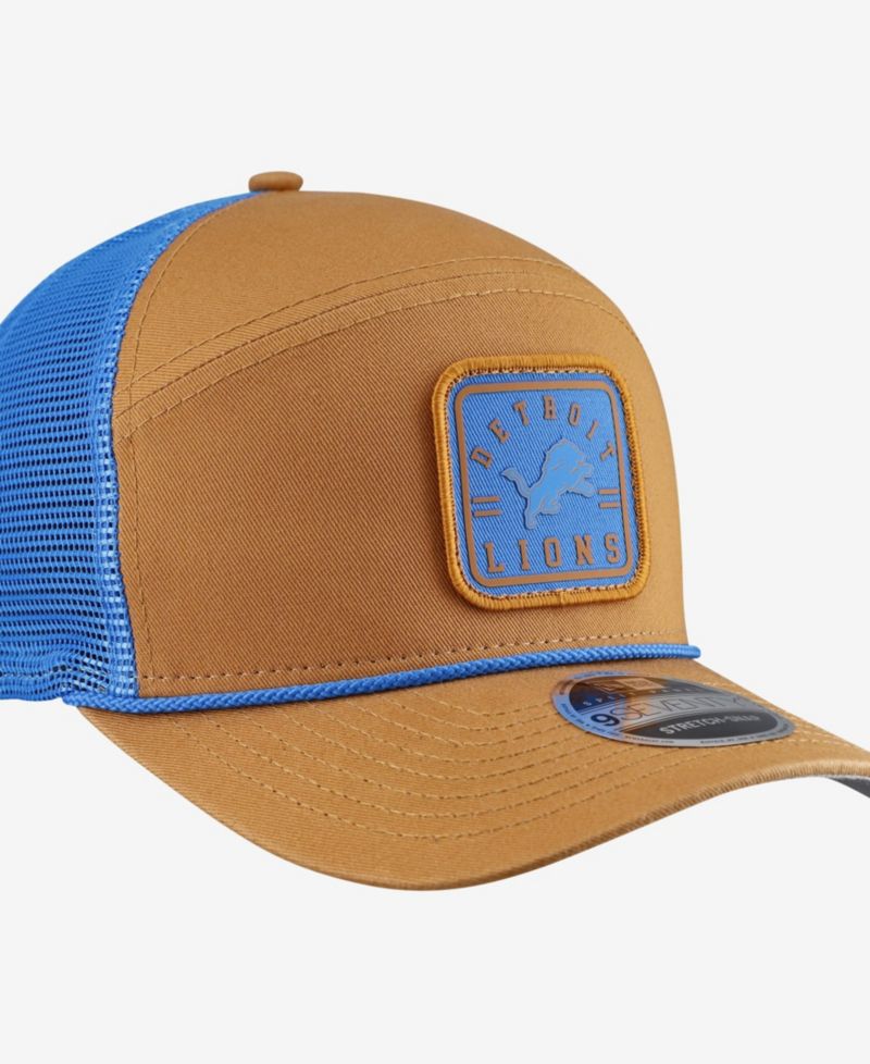 Men's Brown/Blue Detroit Lions Team Patch Split Panel 9SEVENTY Adjustable Trucker Hat