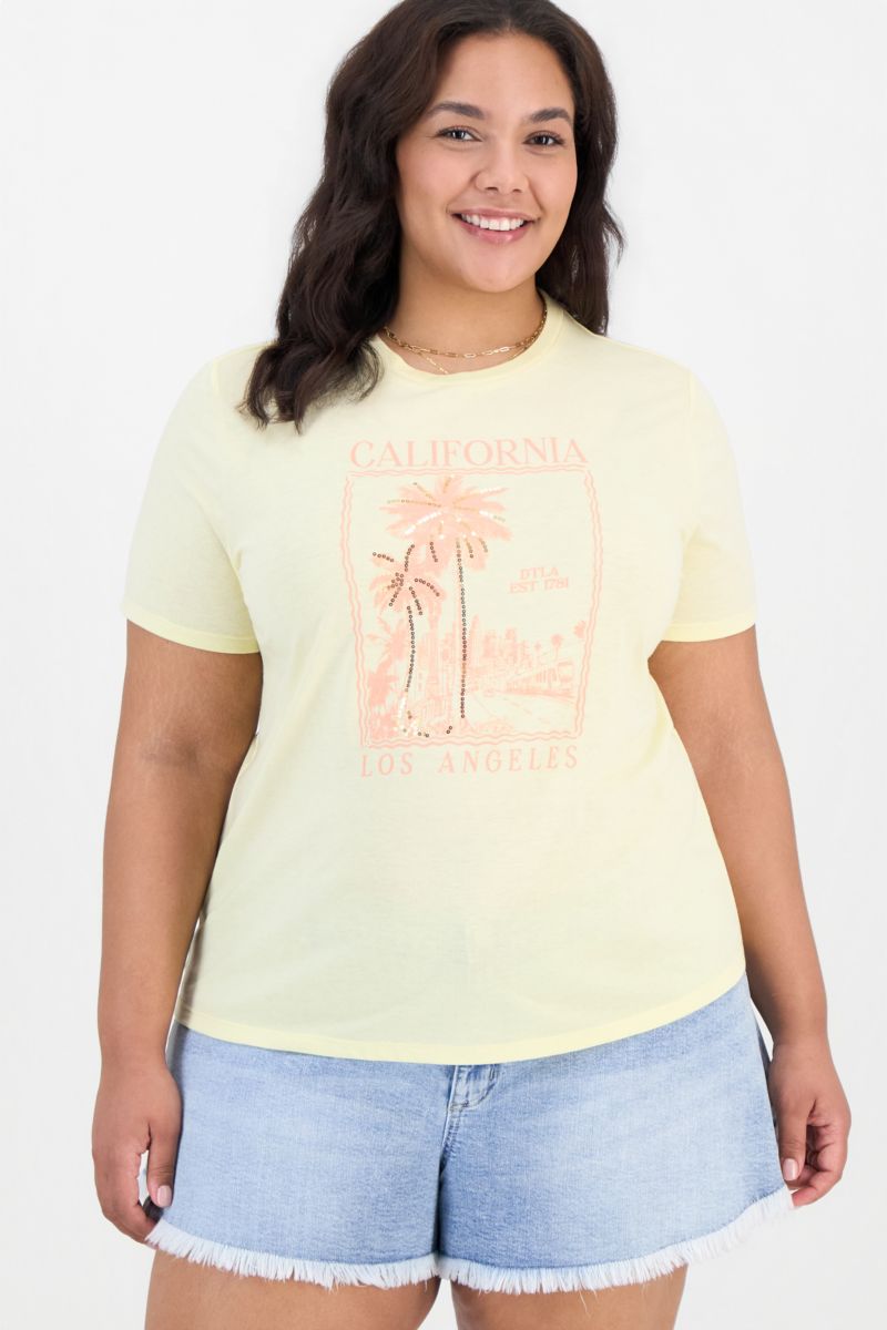Trendy Plus California Sequin Graphic Tee