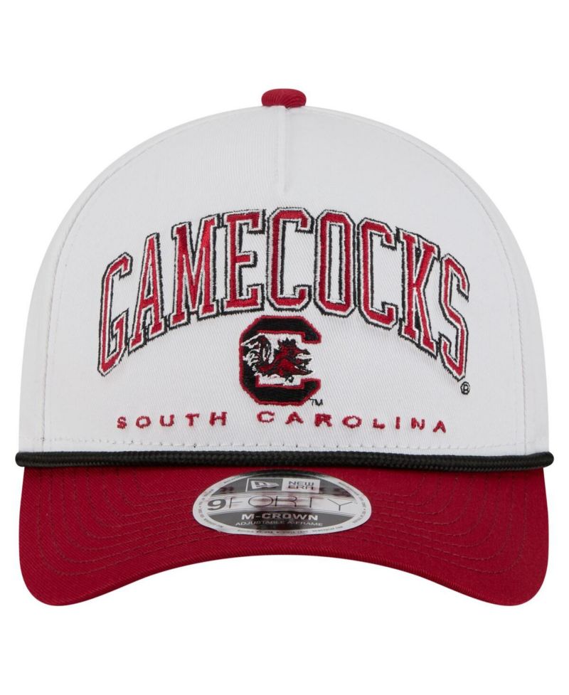 Men's White/Garnet South Carolina Gamecocks Arch Two-Tone Rope 9FORTY A-Frame M-Crown Adjustable Hat