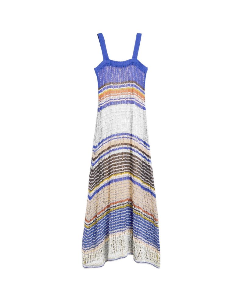 Women's Square Neck Striped Long Knit Dress