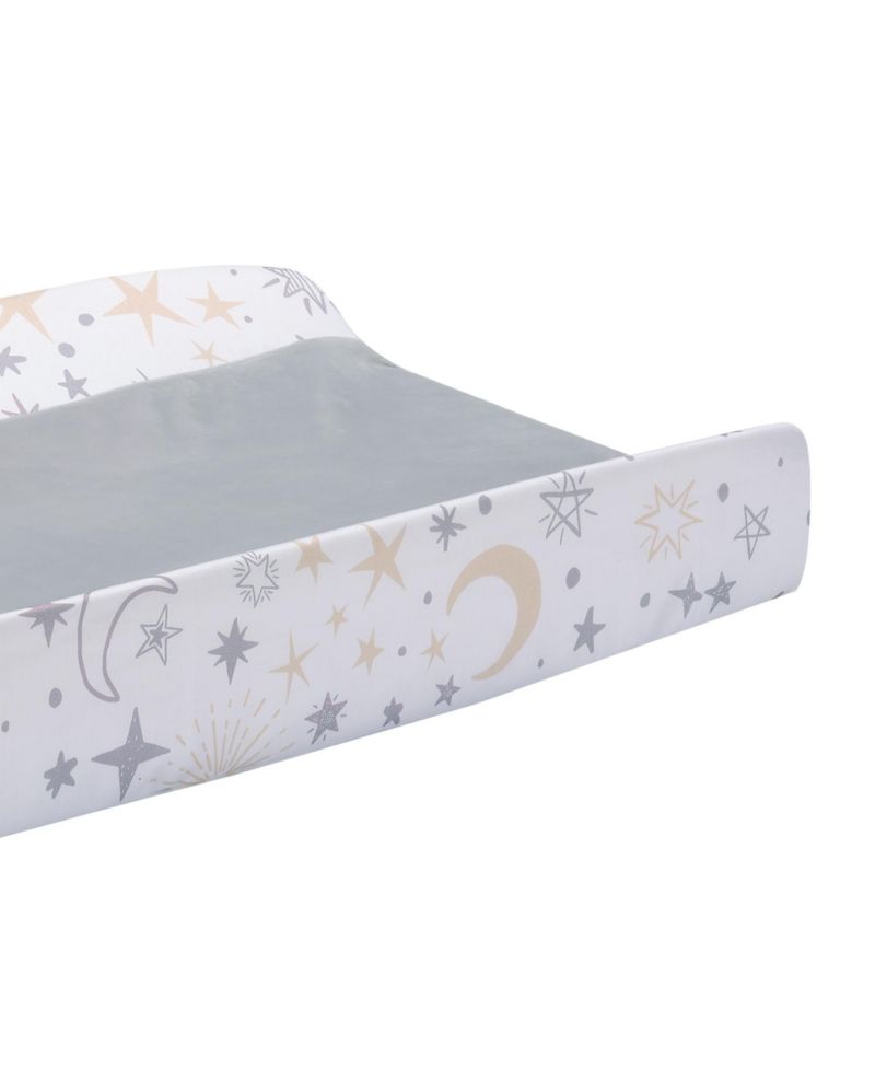 Baby Lambs and Ivy Goodnight Moon White/Gray Changing Pad Cover - Moons/Stars