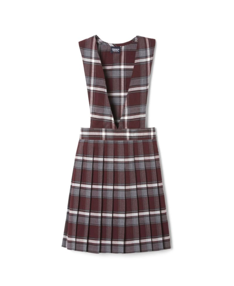 Big Girls V-Neck Pleated Plaid Jumper