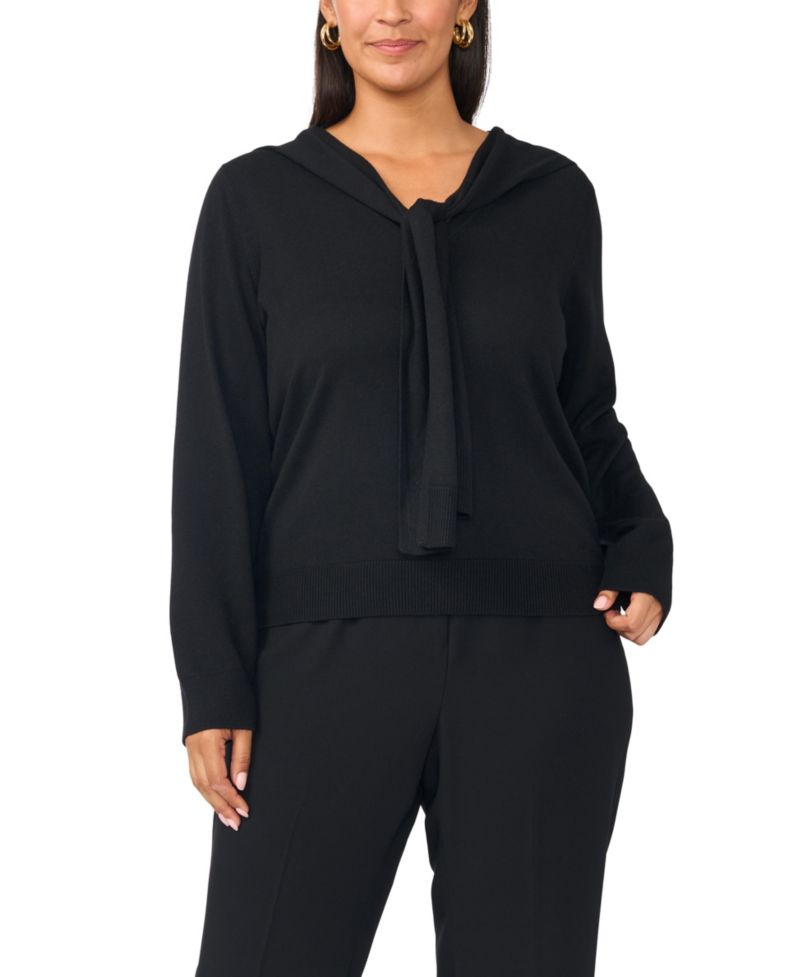 Plus Size Faux-Wrap V-Neck Sweater