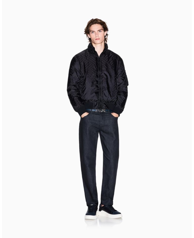 Men's Jacquard Allover Logo Hooded Jacket