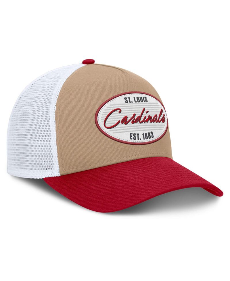 Men's Khaki/Red St. Louis Cardinals Rise A-Frame Trucker Adjustable Hat
