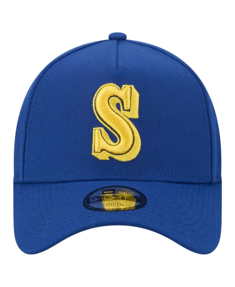 Big Boys and Girls Royal Seattle Mariners Cooperstown Logo 9FORTY A-Frame Adjustable Hat