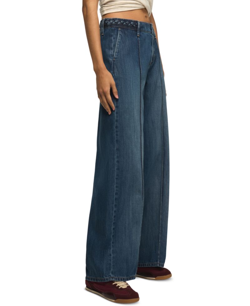 Women's High-Waisted Braided Wide-Leg Jeans