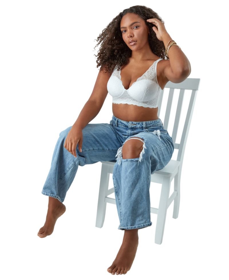 Women's Pure Comfort Lace & Mesh Longline Wireless Bralette DM1188