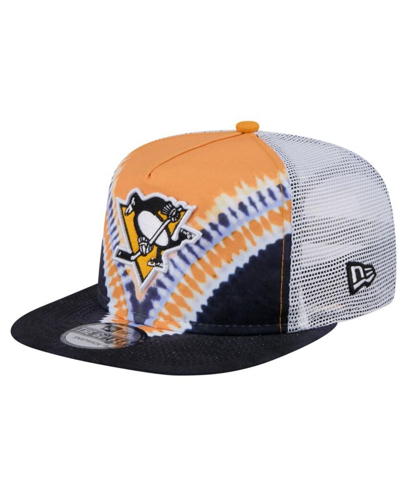 Men's Black/Gold Pittsburgh Penguins Throwback V-Dye Adjustable Golfer Hat