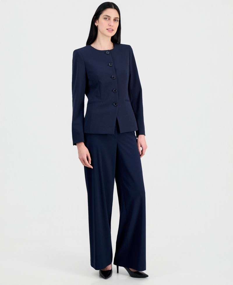 Women's Collarless Button-Front Blazer