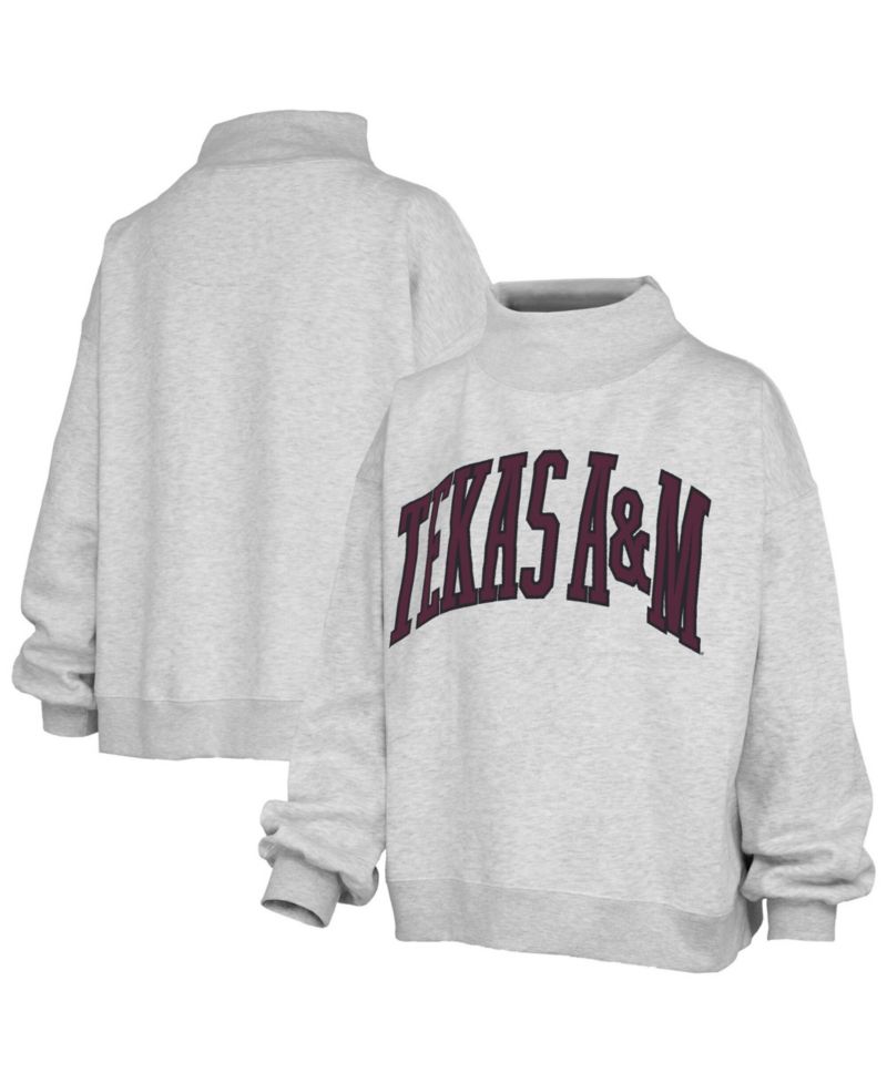 Women's Ash Texas A&M Aggies Oversized Nelson Mock Neck Sweatshirt
