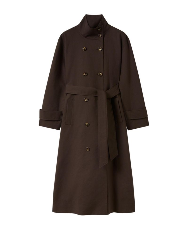 Women's Double-Breasted Funnel-Neck Trench Coat