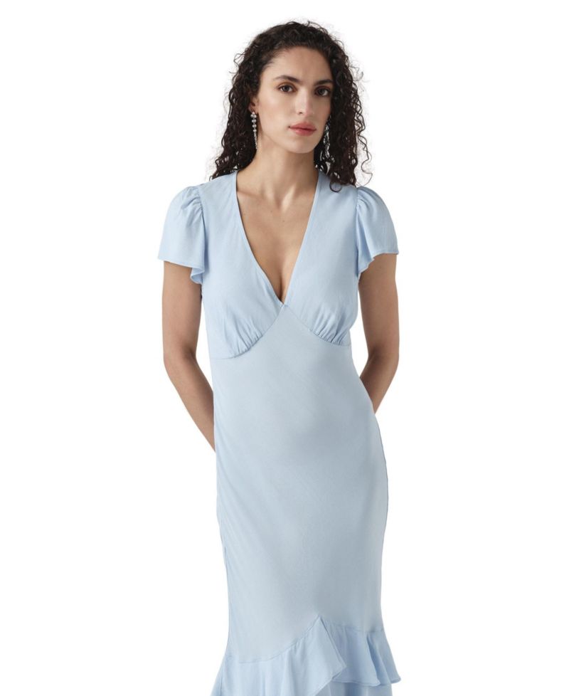 Women's Corinne Empire-Waist V-Neck Ruffled-Hem Midi Dress